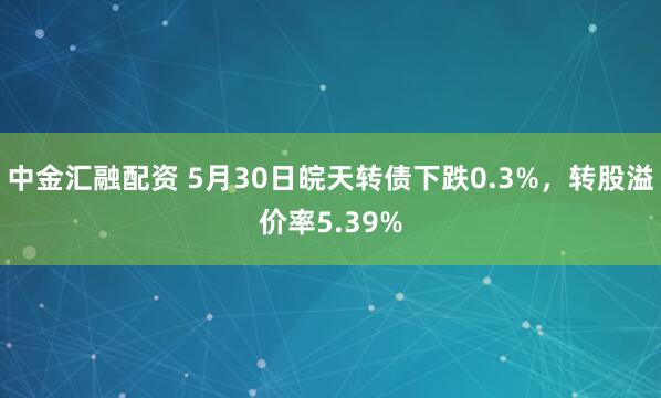 中金汇融配资 5月30日皖天转债下跌0.3%，转股溢价率5.39%
