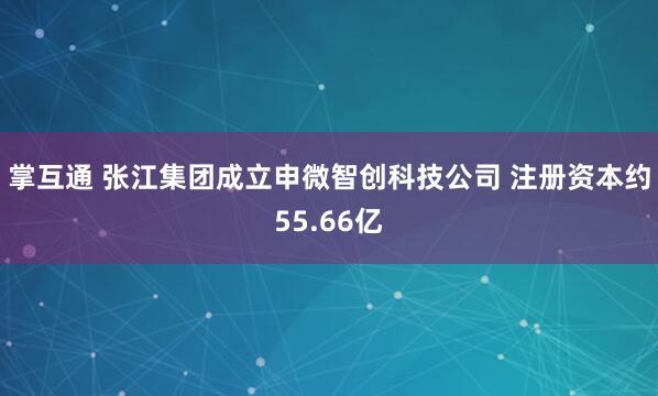 掌互通 张江集团成立申微智创科技公司 注册资本约55.66亿