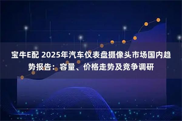 宝牛E配 2025年汽车仪表盘摄像头市场国内趋势报告：容量、价格走势及竞争调研